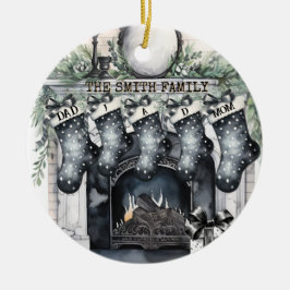 ファミリーストッキングパーソナライズされたクリスマスオーナメント セラミックオーナメント