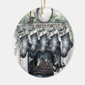 ファミリーストッキングパーソナライズされたクリスマスオーナメント セラミックオーナメント (左)