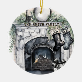 ファミリーストッキングパーソナライズされたクリスマスオーナメント セラミックオーナメント