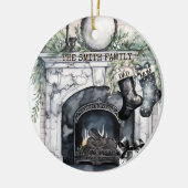 ファミリーストッキングパーソナライズされたクリスマスオーナメント セラミックオーナメント (左)