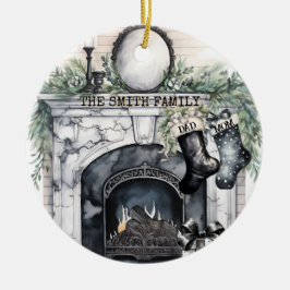 ファミリーストッキングパーソナライズされたクリスマスオーナメント セラミックオーナメント