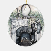 ファミリーストッキングパーソナライズされたクリスマスオーナメント セラミックオーナメント (左)