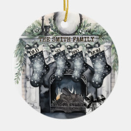 ファミリーストッキングパーソナライズされたクリスマスオーナメント セラミックオーナメント