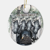 ファミリーストッキングパーソナライズされたクリスマスオーナメント セラミックオーナメント (左)