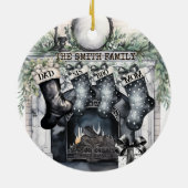 ファミリーストッキングパーソナライズされたクリスマスオーナメント セラミックオーナメント (裏面)