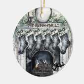 ファミリーストッキングパーソナライズされたクリスマスオーナメント セラミックオーナメント (左)