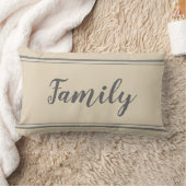 ファミリーストライプズグレーとベージュ枕 ランバークッション (ブランケット)