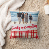 ファミリーズオールレッドプレイド装飾用クッション クッション (ブランケット)