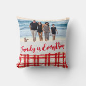 ファミリーズオールレッドプレイド装飾用クッション クッション (正面)