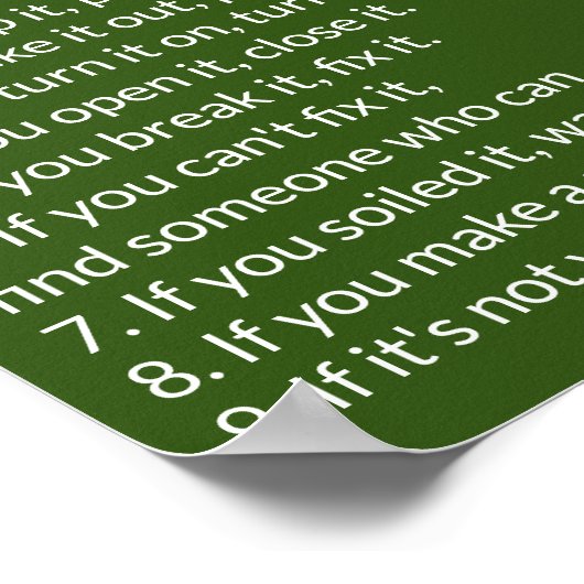 ファミリーズハウスルールダークグリーンとホワイトテンプレート ポスター (角)