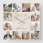 ファミリータイム抽象芸術シェイプニュートラルフォト スクエア壁時計 (正面)