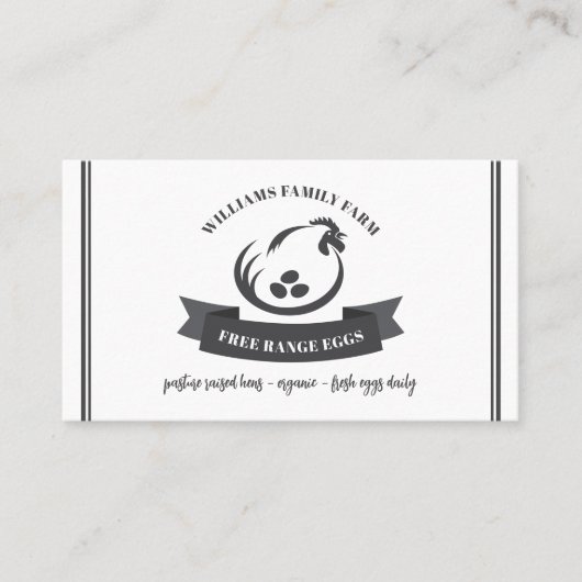 ファミリーチキンファーム卵QRコードビジネスカード 名刺 (正面)