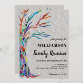 ファミリーツリーの素朴な家族再会招待状 招待状 (正面/裏面)