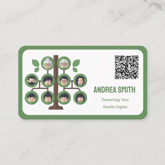 ファミリーツリーカスタムのQRコード 名刺 (正面)