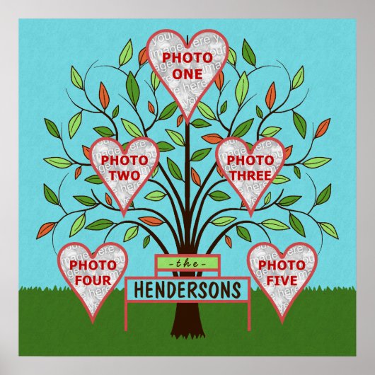ファミリーツリーカスタム5フォトコラージュ夏葉の ポスター (正面)