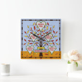 ファミリーツリーカスタム5フォトコラージュ紅葉 スクエア壁時計 (ホーム)