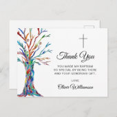 ファミリーツリーバプテスマ《キリスト教》洗礼式や命名式サンキューユー ポストカード (正面/裏面)