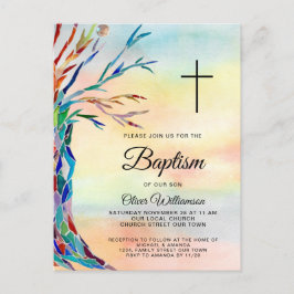 ファミリーツリーバプテスマ《キリスト教》洗礼式や命名式招待状 インビテーションポストカード