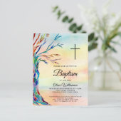 ファミリーツリーバプテスマ《キリスト教》洗礼式や命名式招待状 インビテーションポストカード (スタンド正面)