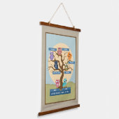 ファミリーツリーパーソナライズされたモノグラム 吊り下げ型タペストリー (傾斜あり)