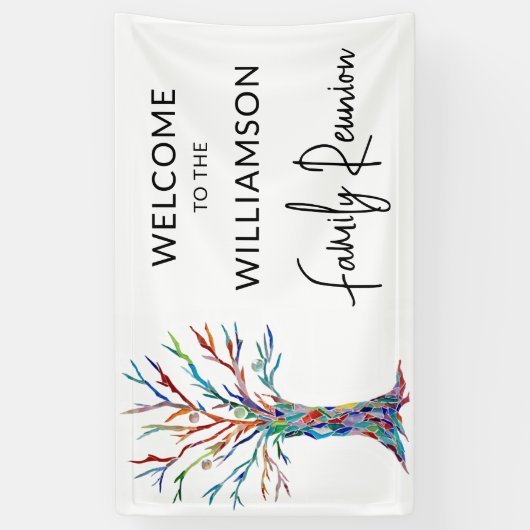 ファミリーツリーファミリー懇親会へようこそ 横断幕 (縦)