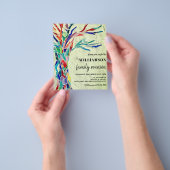 ファミリーツリーファミリー懇親会グリーン招待状 チラシ (手)