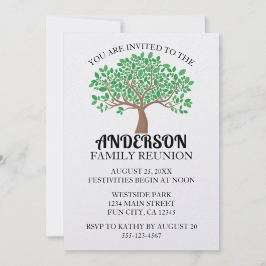 ファミリーツリーファミリー懇親会グ葉リーン 招待状 (正面)