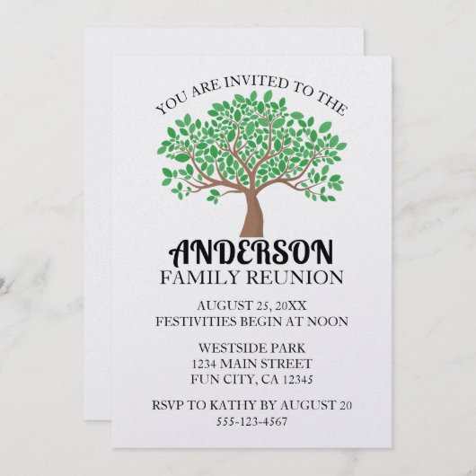 ファミリーツリーファミリー懇親会グ葉リーン 招待状 (正面/裏面)