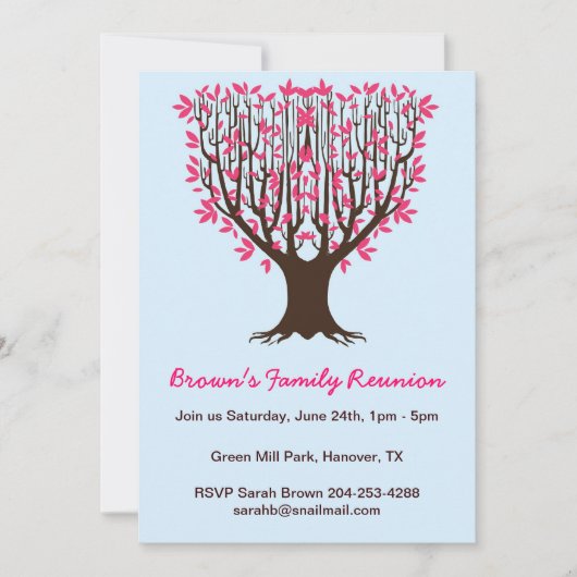 ファミリーツリーファミリー懇親会パーティの招待状 招待状 (正面)