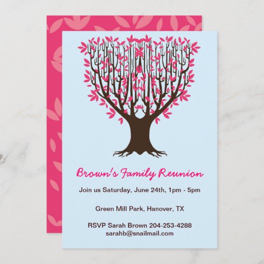 ファミリーツリーファミリー懇親会パーティの招待状 招待状 (正面/裏面)