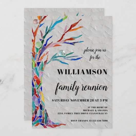 ファミリーツリーファミリー懇親会パーティの招待状 招待状 (正面/裏面)