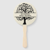 ファミリーツリーファミリー懇親会ブラックモダンスケッチ ハンドファン (正面)