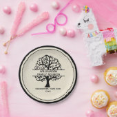 ファミリーツリーファミリー懇親会ブラックモダンスケッチ ペーパープレート (パーティー)