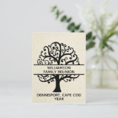 ファミリーツリーファミリー懇親会ブラックモダンスケッチ ポストカード (スタンド正面)