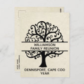 ファミリーツリーファミリー懇親会ブラックモダンスケッチ ポストカード (正面/裏面)