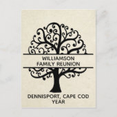 ファミリーツリーファミリー懇親会ブラックモダンスケッチ ポストカード (正面)