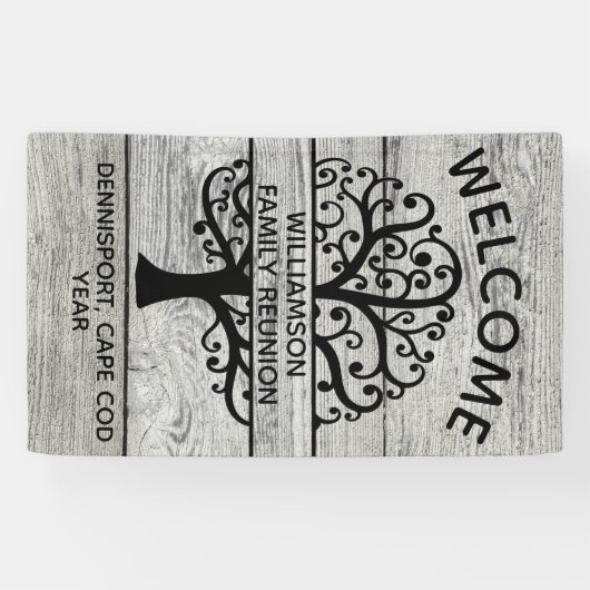 ファミリーツリーファミリー懇親会ブラックモダンスケッチ 横断幕 (横)