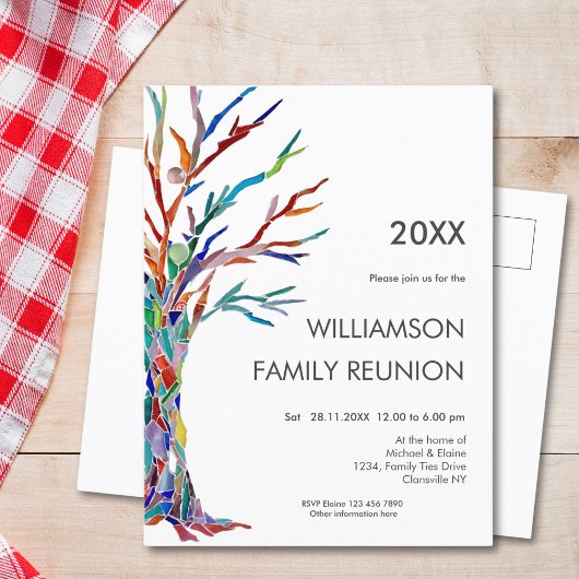 ファミリーツリーファミリー懇親会レインボーファミリーツリー インビテーションポストカード