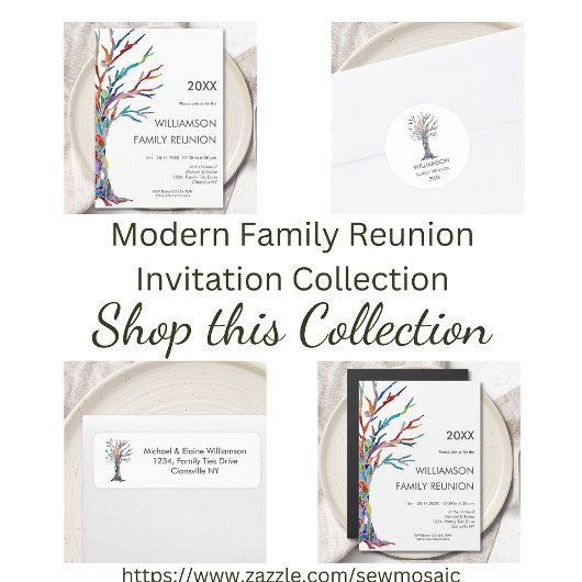 ファミリーツリーファミリー懇親会レインボーファミリーツリー インビテーションポストカード