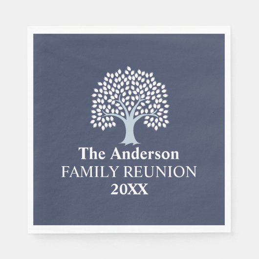 ファミリーツリーファミリー懇親会名前をカスタムする/日付 スタンダードランチョンナプキン (正面)