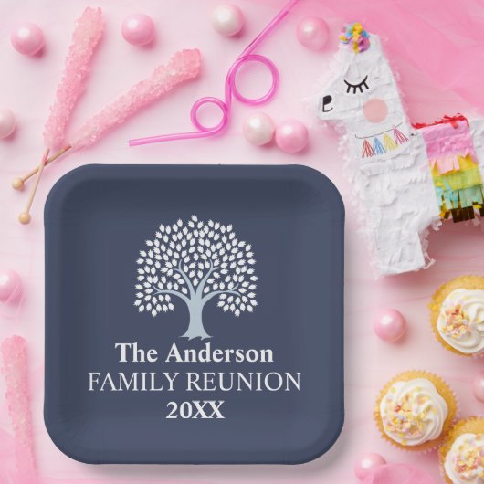 ファミリーツリーファミリー懇親会名前をカスタムする/日付 ペーパープレート (パーティー)