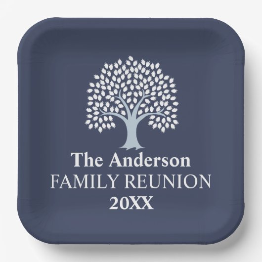 ファミリーツリーファミリー懇親会名前をカスタムする/日付 ペーパープレート (正面)