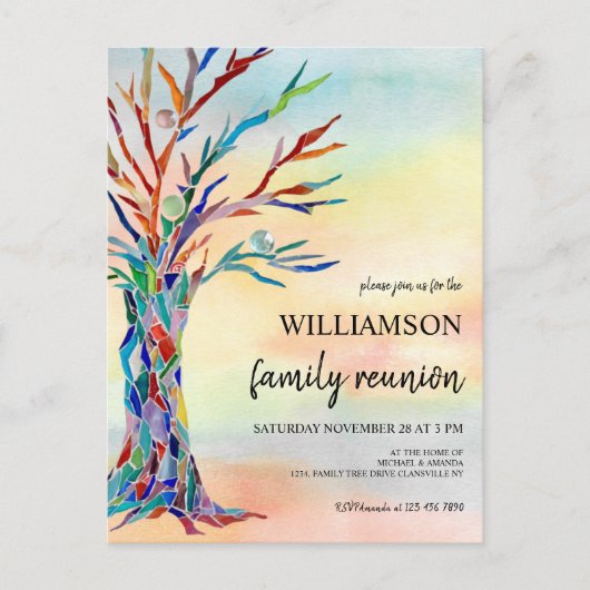 ファミリーツリーファミリー懇親会招待状はがき 案内ポストカード (正面)