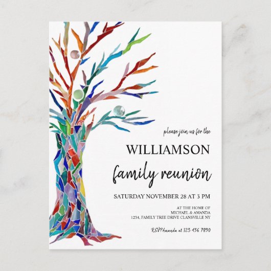 ファミリーツリーファミリー懇親会招待状はがき 案内ポストカード (正面)