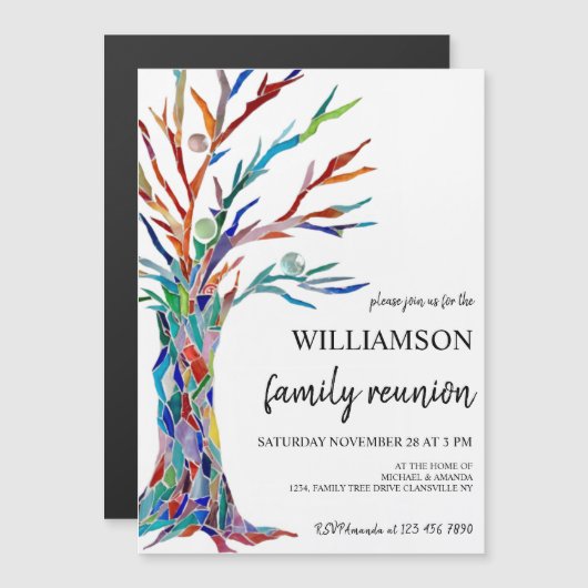 ファミリーツリーファミリー懇親会招待状マグネット マグネット招待状 (正面/裏面)