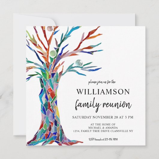 ファミリーツリーファミリー懇親会招待状 招待状 (正面)