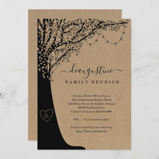 ファミリーツリーファミリー懇親会招待状 招待状 (正面/裏面)