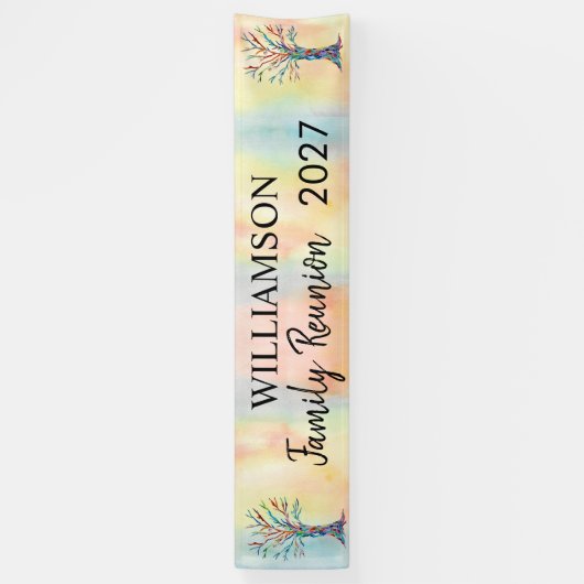 ファミリーツリーファミリー懇親会 カラフル 横断幕 (縦)