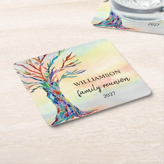 ファミリーツリーファミリー懇親会 スクエアペーパーコースター (アングル)