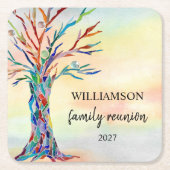 ファミリーツリーファミリー懇親会 スクエアペーパーコースター (正面)